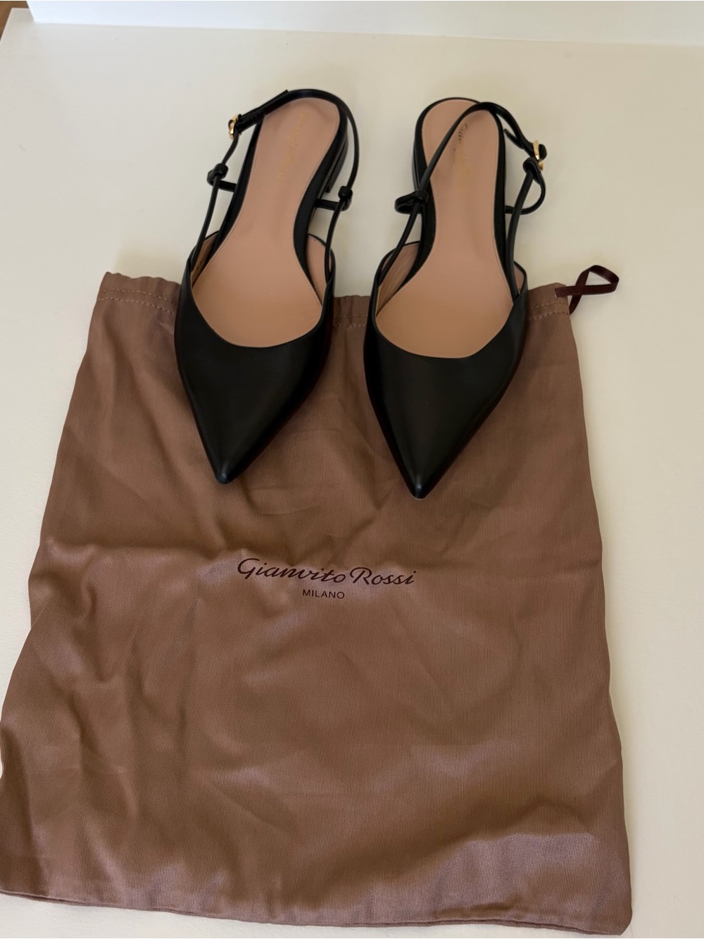 Gianvito Rossi Ascent Leather Point-Toe Flats